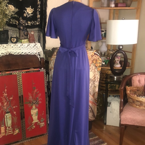 Vintage 1970’s, purple maxi dress- Rags by Kressandra- flutter sleeves - Picture 6 of 8